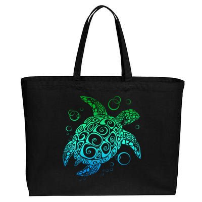 Sea Turtle Hawaiian Honu Long Cotton Canvas Jumbo Tote