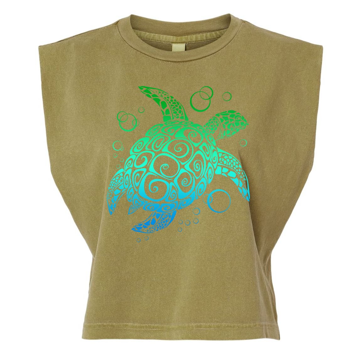 Sea Turtle Hawaiian Honu Long Garment-Dyed Women's Muscle Tee