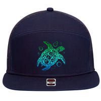 Sea Turtle Hawaiian Honu Long 7 Panel Mesh Trucker Snapback Hat