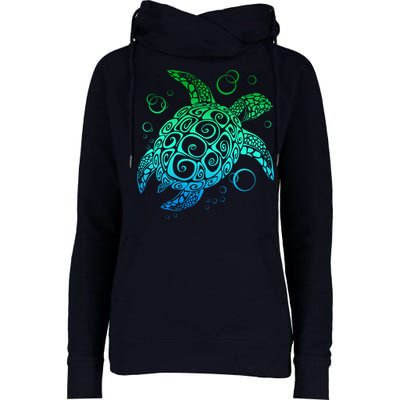 Sea Turtle Hawaiian Honu Long Womens Funnel Neck Pullover Hood