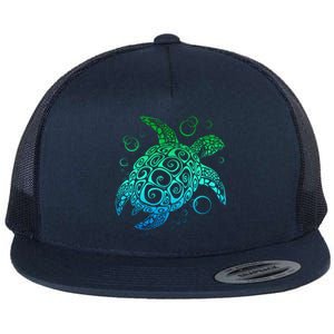 Sea Turtle Hawaiian Honu Long Flat Bill Trucker Hat