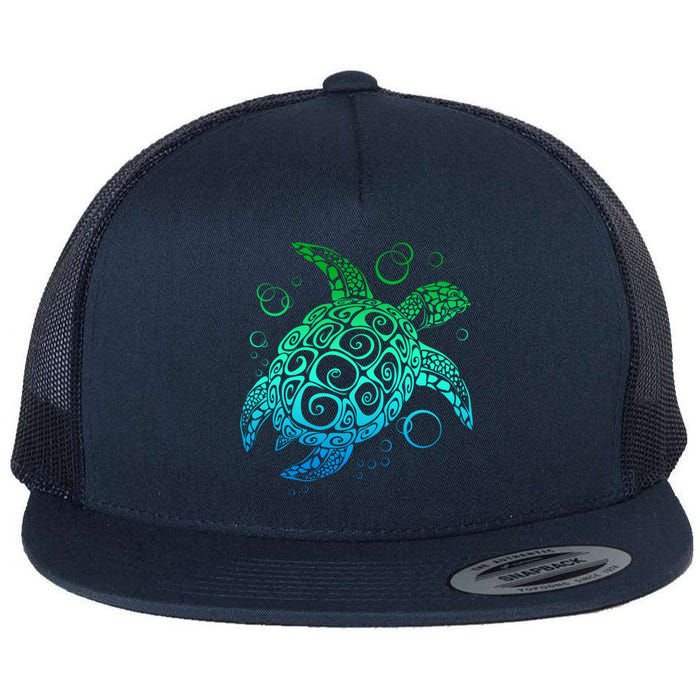 Sea Turtle Hawaiian Honu Long Flat Bill Trucker Hat