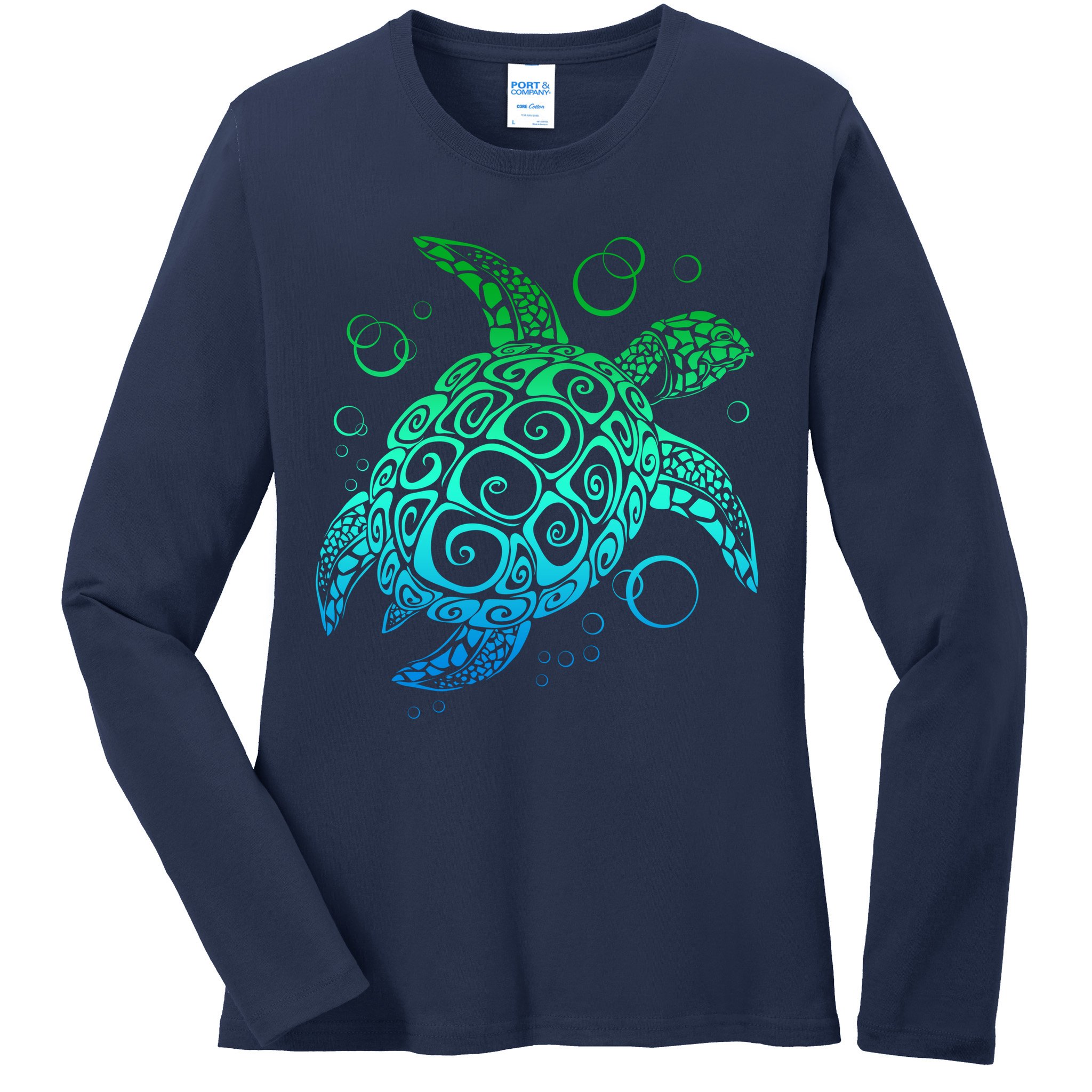 Sea Turtle Hawaiian Honu Long Ladies Long Sleeve Shirt