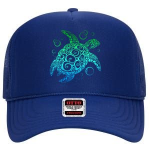 Sea Turtle Hawaiian Honu Long High Crown Mesh Back Trucker Hat