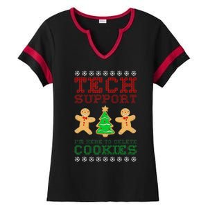 Support Tech Here To Delete Cookies Ladies Halftime Notch Neck Tee