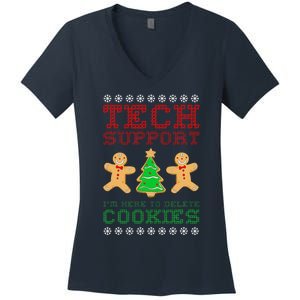 Support Tech Here To Delete Cookies Women's V-Neck T-Shirt