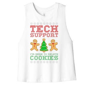 Support Tech Here To Delete Cookies Women's Racerback Cropped Tank