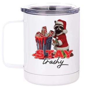 Stay Trashy Holiday Trash Panda Racoon Christmas 12 oz Stainless Steel Tumbler Cup