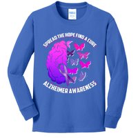 Spread The Hope Find A Cure Alzheimer Awareness Gift Kids Long Sleeve Shirt