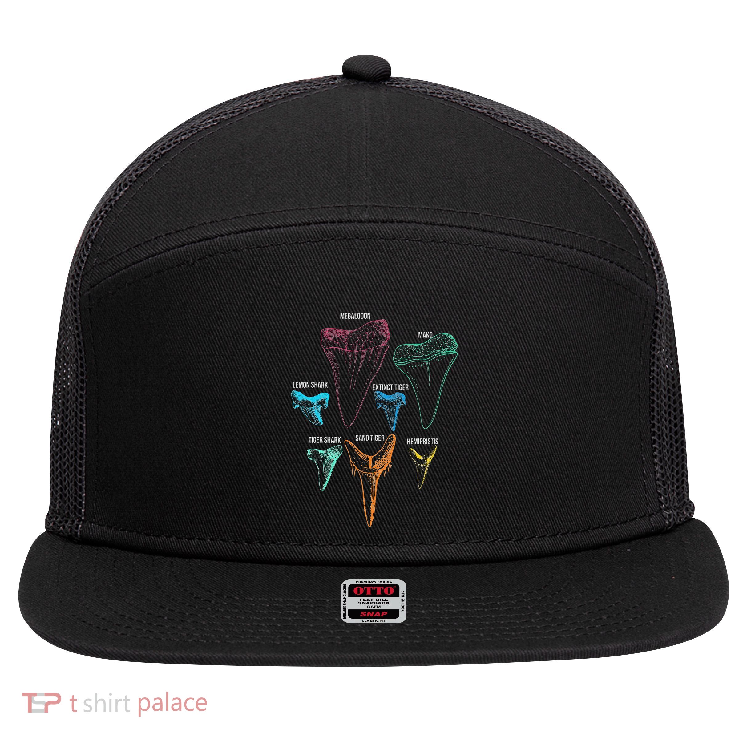Shark Tooth Hunting Identity Key 7 Panel Mesh Trucker Snapback Hat