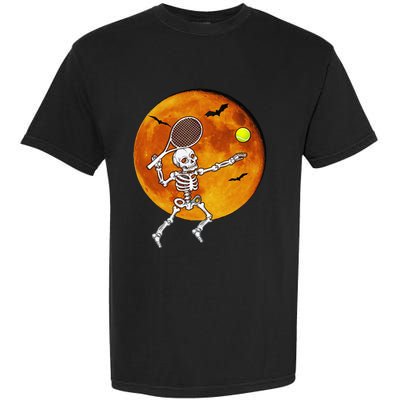 Skeleton Tennis Halloween Racket Ball Garment-Dyed Heavyweight T-Shirt