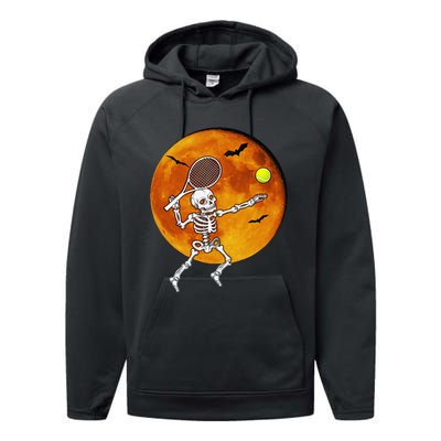 Skeleton Tennis Halloween Racket Ball Performance Fleece Hoodie