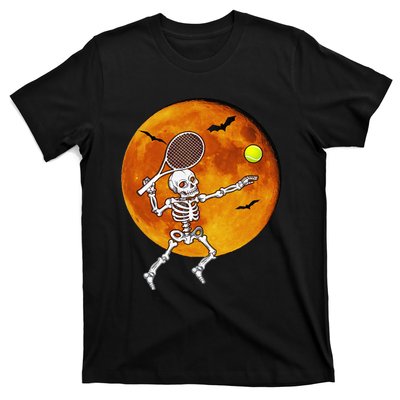 Skeleton Tennis Halloween Racket Ball T-Shirt