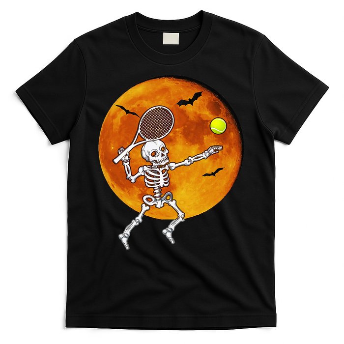 Skeleton Tennis Halloween Racket Ball T-Shirt