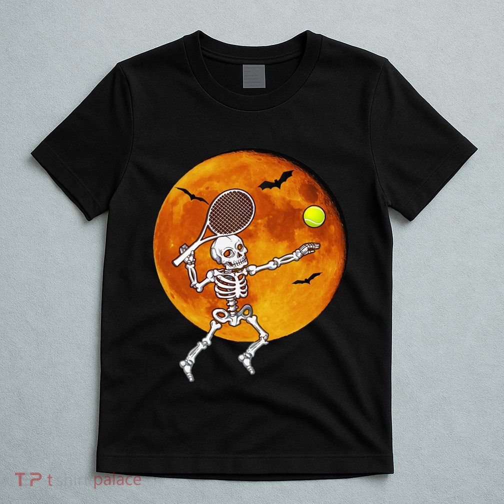Skeleton Tennis Halloween Racket Ball T-Shirt
