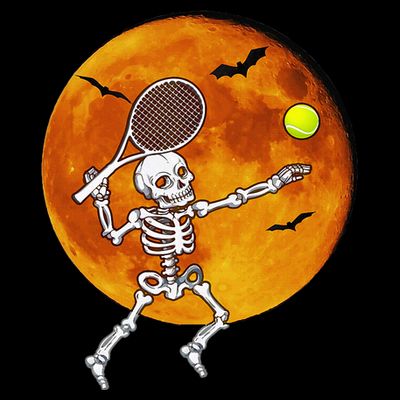 Skeleton Tennis Halloween Racket Ball T-Shirt