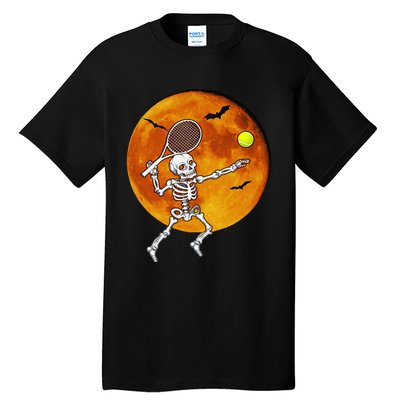 Skeleton Tennis Halloween Racket Ball Tall T-Shirt