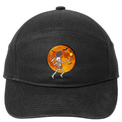 Skeleton Tennis Halloween Racket Ball 7-Panel Snapback Hat