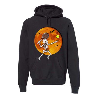 Skeleton Tennis Halloween Racket Ball Premium Hoodie