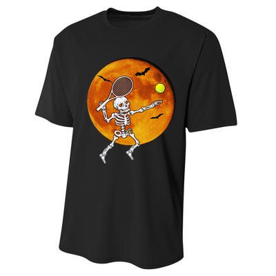 Skeleton Tennis Halloween Racket Ball Performance Sprint T-Shirt