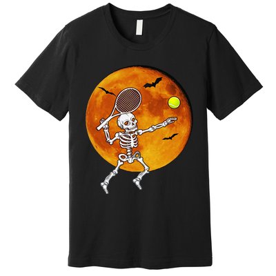 Skeleton Tennis Halloween Racket Ball Premium T-Shirt