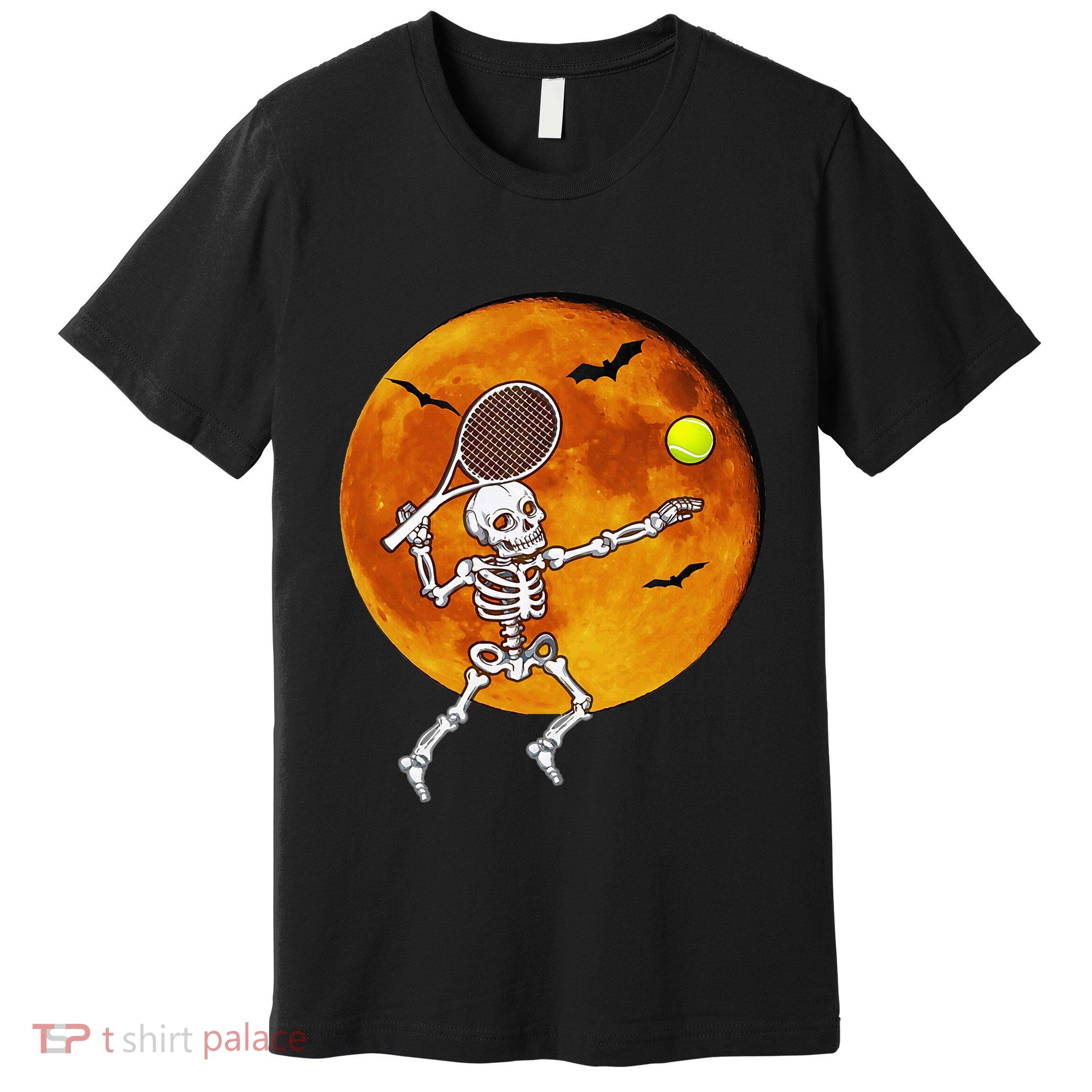 Skeleton Tennis Halloween Racket Ball Premium T-Shirt