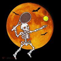 Skeleton Tennis Halloween Racket Ball Premium T-Shirt