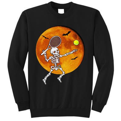 Skeleton Tennis Halloween Racket Ball Tall Sweatshirt