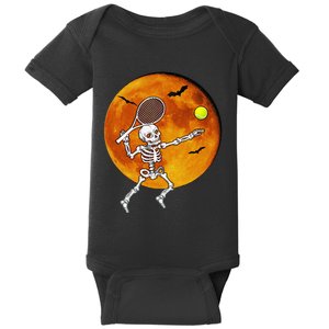 Skeleton Tennis Halloween Racket Ball Baby Bodysuit