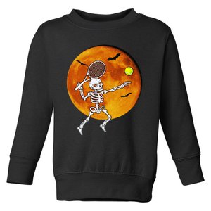 Skeleton Tennis Halloween Racket Ball Toddler Sweatshirt