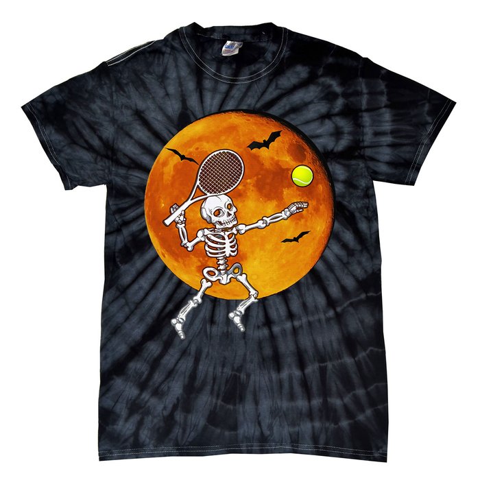 Skeleton Tennis Halloween Racket Ball Tie-Dye T-Shirt