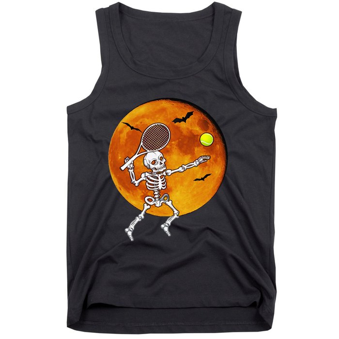 Skeleton Tennis Halloween Racket Ball Tank Top