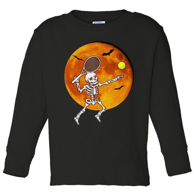 Skeleton Tennis Halloween Racket Ball Toddler Long Sleeve Shirt