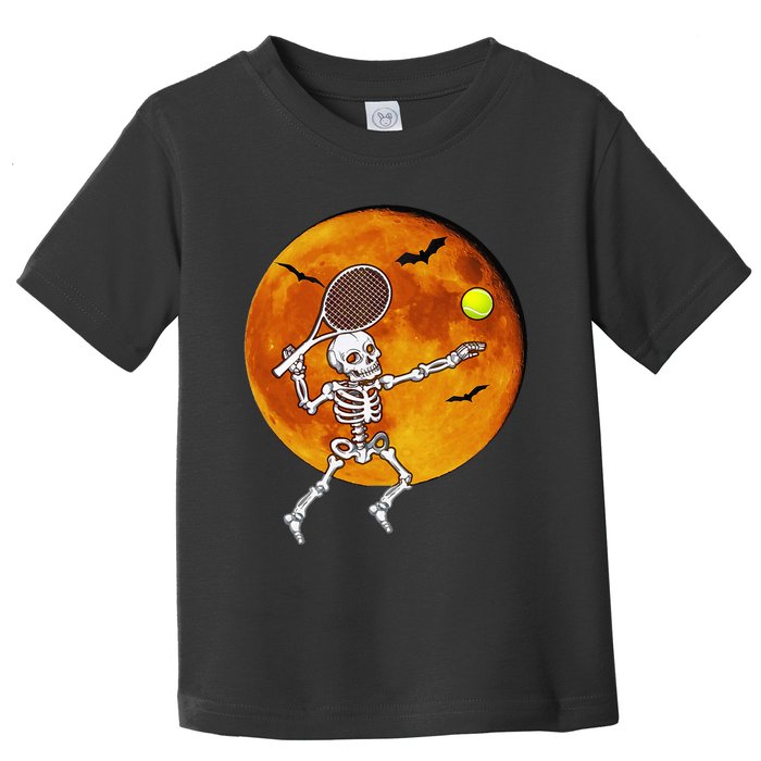 Skeleton Tennis Halloween Racket Ball Toddler T-Shirt