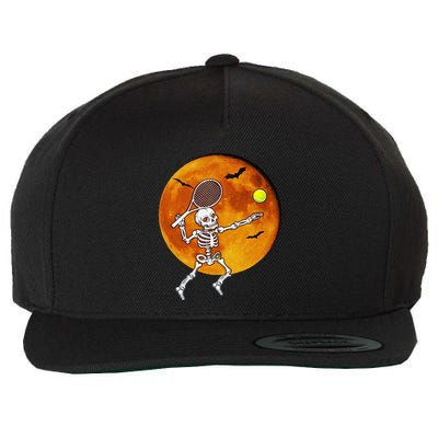 Skeleton Tennis Halloween Racket Ball Wool Snapback Cap