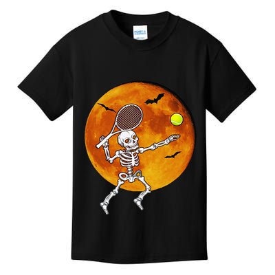 Skeleton Tennis Halloween Racket Ball Kids T-Shirt