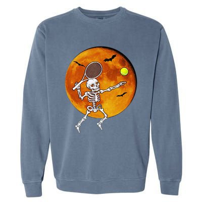 Skeleton Tennis Halloween Racket Ball Garment-Dyed Sweatshirt