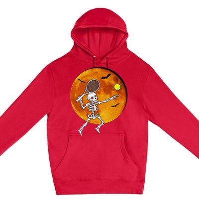 Skeleton Tennis Halloween Racket Ball Premium Pullover Hoodie