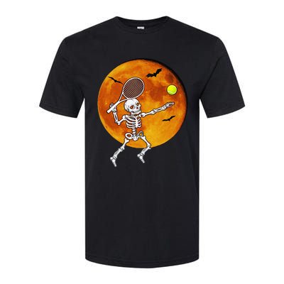 Skeleton Tennis Halloween Racket Ball Softstyle CVC T-Shirt