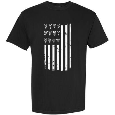 Shark Tooth Hunting American Flag Design For Fossil Hunter Garment-Dyed Heavyweight T-Shirt