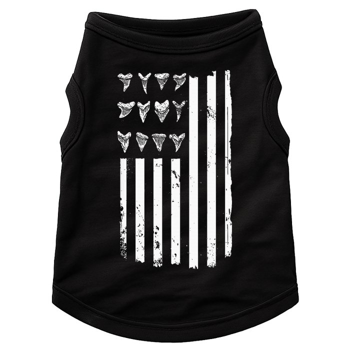 Shark Tooth Hunting American Flag Design For Fossil Hunter Doggie Tank