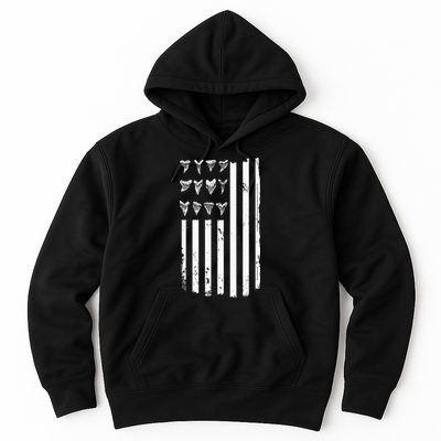 Shark Tooth Hunting American Flag Design For Fossil Hunter Hoodie