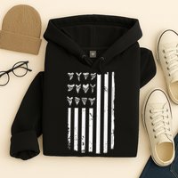 Shark Tooth Hunting American Flag Design For Fossil Hunter Hoodie