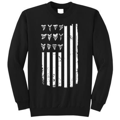 Shark Tooth Hunting American Flag Design For Fossil Hunter Sweatshirt