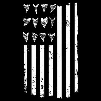 Shark Tooth Hunting American Flag Design For Fossil Hunter T-Shirt