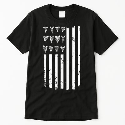 Shark Tooth Hunting American Flag Design For Fossil Hunter Tall T-Shirt