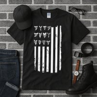 Shark Tooth Hunting American Flag Design For Fossil Hunter Tall T-Shirt