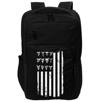 Shark Tooth Hunting American Flag Design For Fossil Hunter Impact Tech Backpack