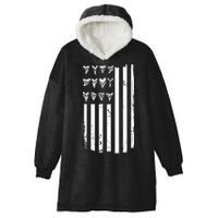 Shark Tooth Hunting American Flag Design For Fossil Hunter Hooded Wearable Blanket