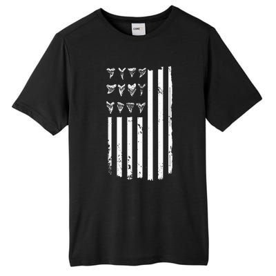 Shark Tooth Hunting American Flag Design For Fossil Hunter Tall Fusion ChromaSoft Performance T-Shirt